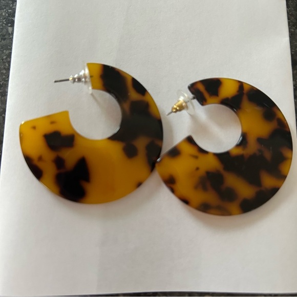 Tortoise Shell Hoop Earrings - Picture 1 of 1